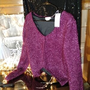 Lovers + Friends Purple V-Neck Sweater